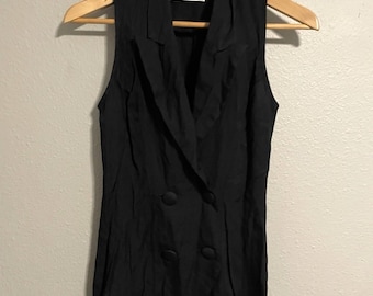 Vintage Rampage Juniors Vest Size 3 Black Double Breasted Office Siren 90s Y2K