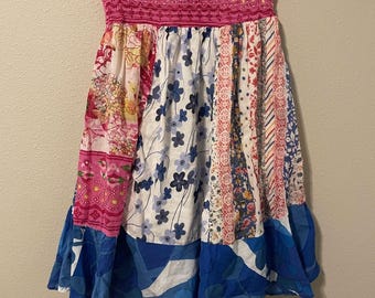 Etc. Dress Womens Small Floral Patchwork Tiered Strapless Peasant Boho Y2K READ