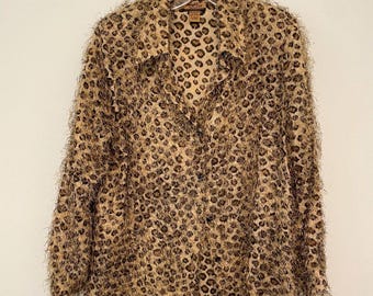 Blazer feminino vintage tamanho grande com estampa de leopardo, estilo anos 90/Y2K, inspirado na esposa de mafioso Penny Lane.