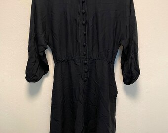Vintage Albert Nipon Womens Dress Size 8 Black Gothic Victorian Witchy 90s