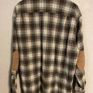 Vintage Pendleton Mens XL Multicolor Plaid Wool Flannel Elbow Patches Button Up image 2