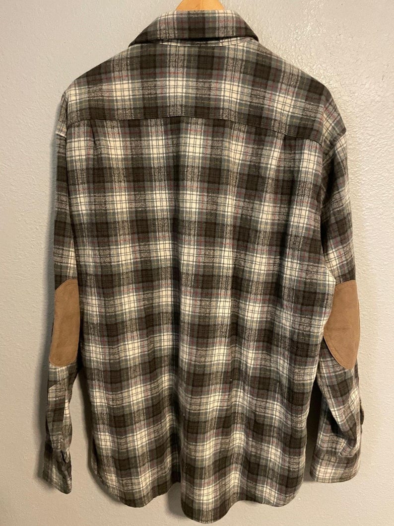Vintage Pendleton Mens XL Multicolor Plaid Wool Flannel Elbow Patches Button Up image 2