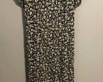 Vintage Womens Dress Plus Size 22 Floral Maxi Lace Up Back Dark Cottagecore READ