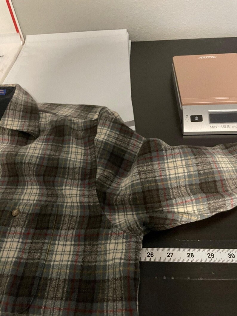 Vintage Pendleton Mens XL Multicolor Plaid Wool Flannel Elbow Patches Button Up image 5