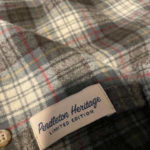 Vintage Pendleton Mens XL Multicolor Plaid Wool Flannel Elbow Patches Button Up image 4