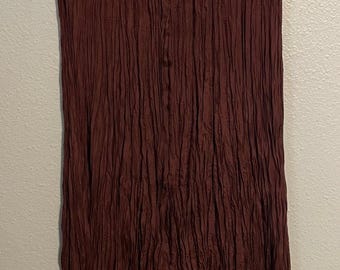 VTG IDI By Matthew H. Skirt Womens M/L Brown Silk Crinkle Pleated Maxi Boho