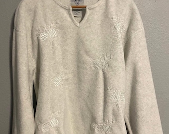 Maglione vintage Arctic Image da donna, taglia L, in pile, con ricamo a pigna e granola