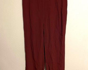 Vintage Womens Pants Size 12 Red Houndstooth Plaid High Rise Academia Career 90s