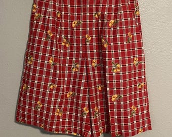 Vintage Pine Cove Shorts Womens 8 Red Plaid Fruit Bermuda Cottagecore 90s