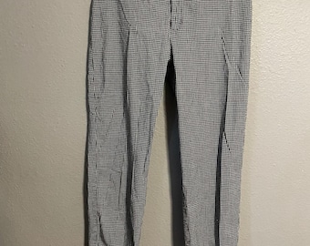 Pantalones vintage para mujer, talla 10, negros, a cuadros, cortos, con dobladillo bordado, estilo cottagecore de los 90.