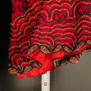 Vintage Adrianna Papell Womens Top Medium Red Floral Silk Beaded Whimsigoth 90s image 7
