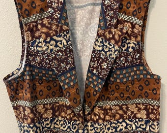 Vintage River Ridge Trading Company Vest Womens 2X Brown Floral Western 90s