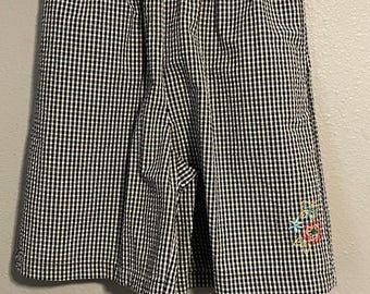 VTG Napa Valley-short voor dames Petite medium Black Gingham geborduurde cottage
