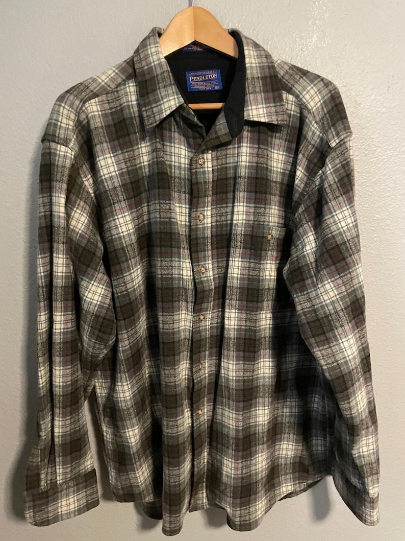 Vintage Pendleton Mens XL Multicolor Plaid Wool Flannel Elbow Patches Button Up image 1
