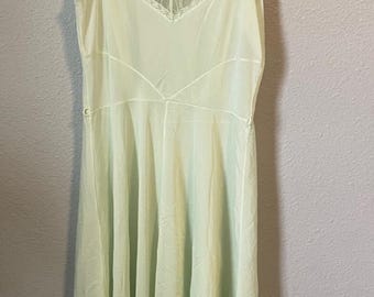 Vestido lencero vintage para mujer, talla pequeña, verde, de gasa transparente, estilo babydoll, femenino, años 60.