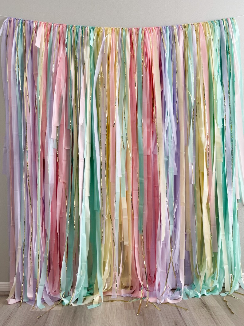 Pastel Rainbow Fringe Streamer Backdrop Plastic Tablecloth Etsy