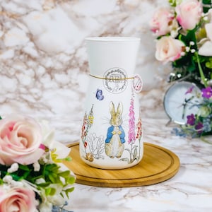 Handmade Decoupage Glass Vase, Peter Rabbit Design