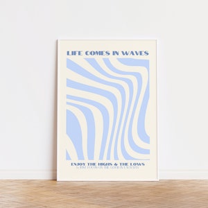 blauwe muurafdruk, digitale kunstafdruk, blauwe muurkunst, retro wanddecor, blauwe kunstafdrukken, leuke kunst aan de muur, blauwe posters, blauwe afdrukken
