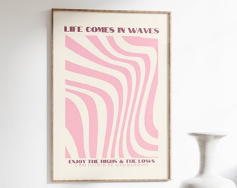 roze muurafdruk, digitale print, roze muurkunst, schattige muurkunst, retro wanddecor, roze kunstafdrukken, roze poster, wanddecor