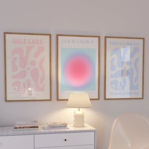 3 retro art prints, digtal prints, cute wall art, pink wall art, blue wall art, retro wall decor, wall prints, cute art prints