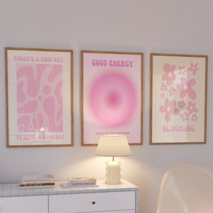 3 impresiones de pared rosa, impresiones digitales, arte de pared rosa, lindo arte de pared, impresiones rosas, decoración de pared, carteles rosas, impresiones de arte rosa, decoración linda