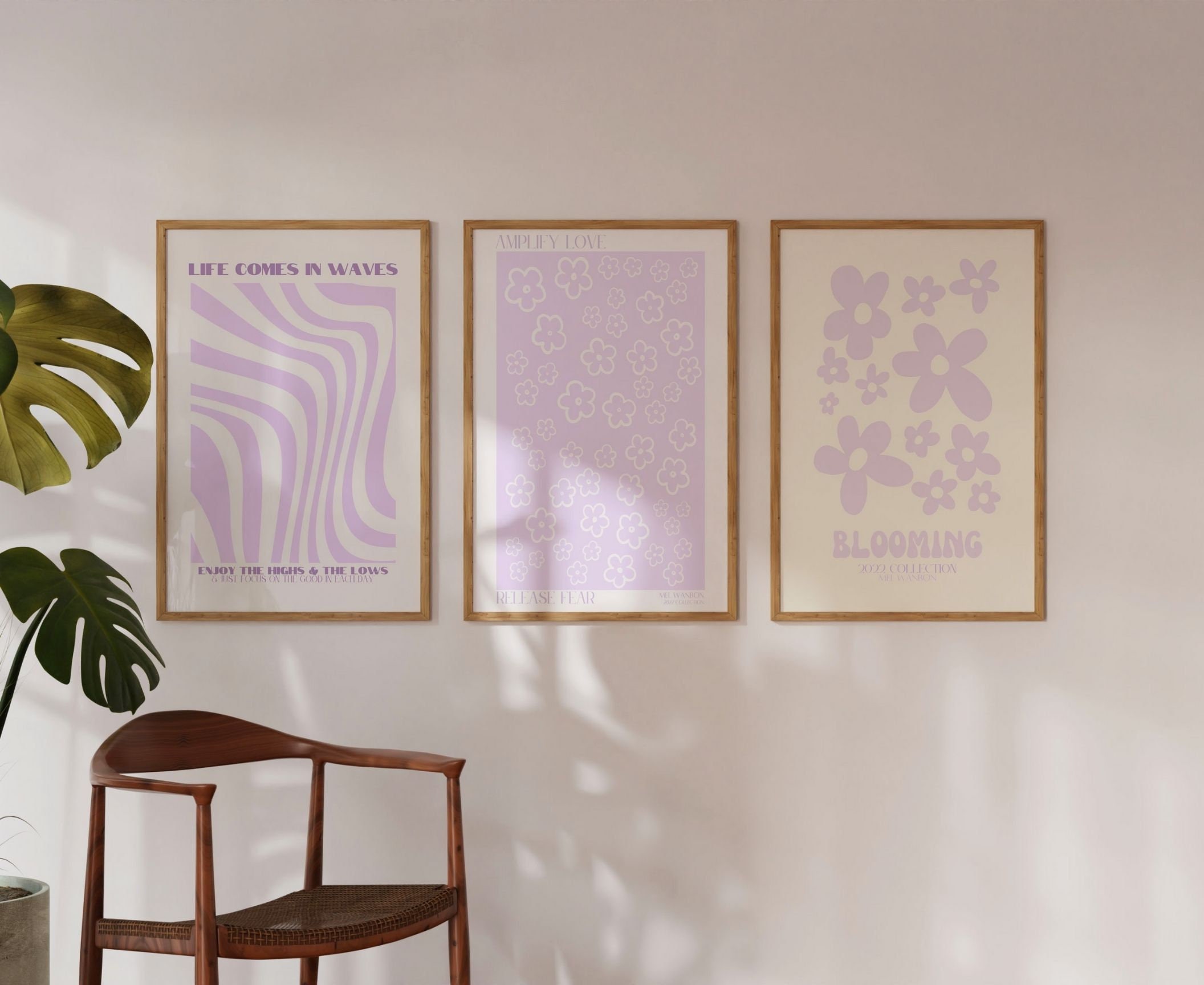 3 Purple Wall Prints Digital Download Art Purple Wall Art - Etsy