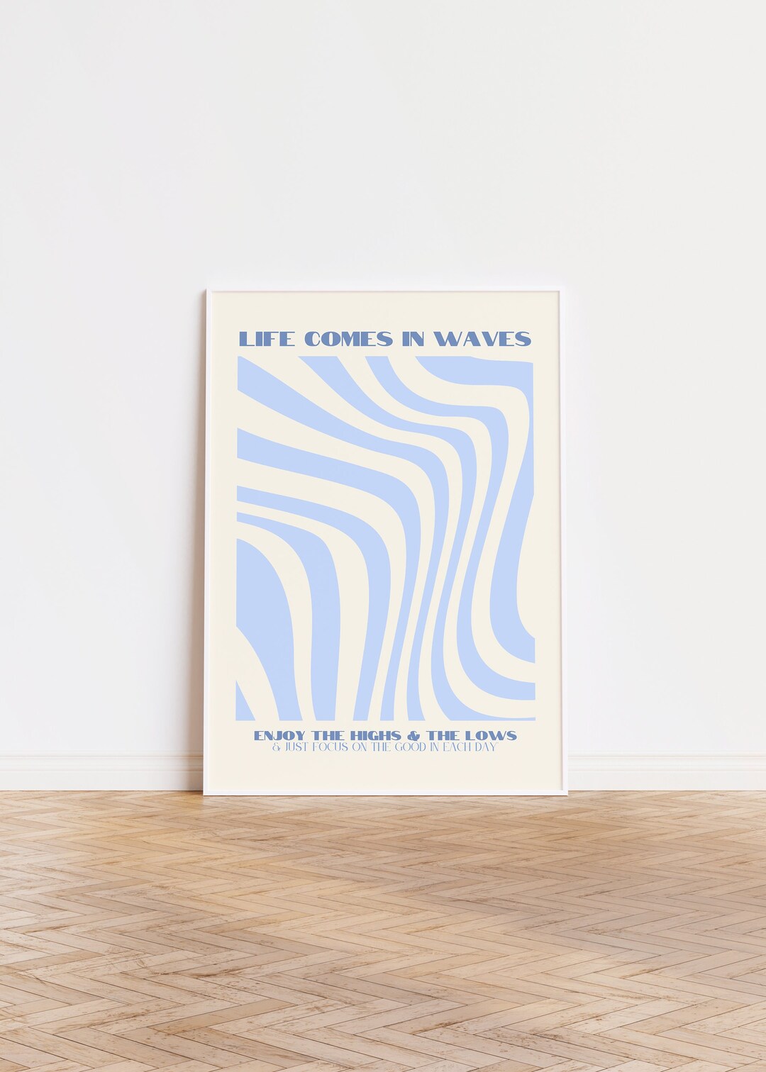 Blue Wall Print, Digital Art Print, Blue Wall Art, Retro Wall Decor