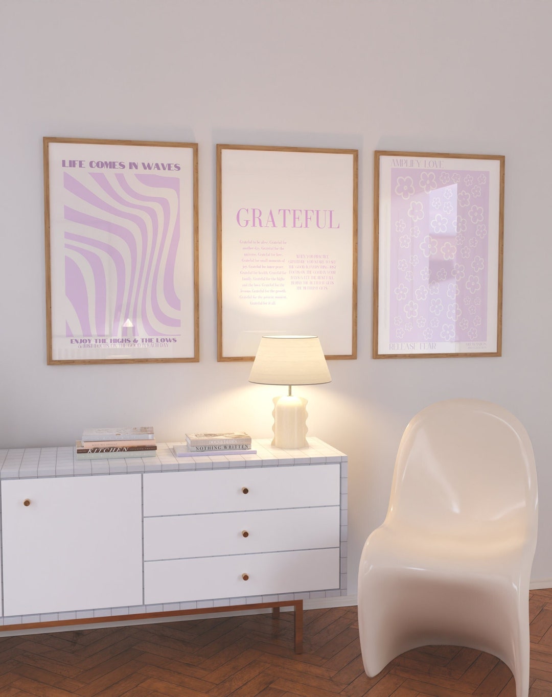 3 Purple Wall Prints, Digital Prints, Purple Wall Art, Cute Purple