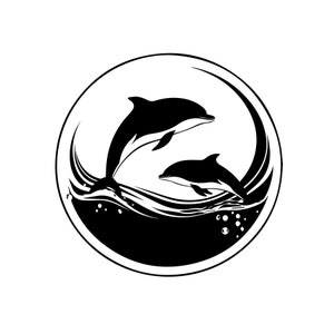Delfin Mama & Baby Playful Bond | SVG/PNG/EPS-Dateien | Sofortiger digitaler Download | Perfekt für Ozeanliebhaber und von der Natur inspiriertes Kunsthandwerk