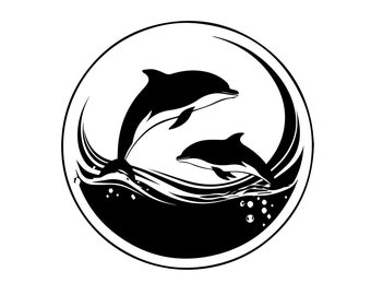 Dolphin Mom & Baby Playful Bond | SVG/PNG/EPS Files | Instant Digital Download | Perfect for Ocean Lovers and Nature-inspired Crafts