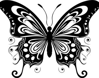 Intricate Butterfly Swirl Graphic | SVG/PNG/EPS Files | Instant Digital Download | Perfect for Crafts and Designs
