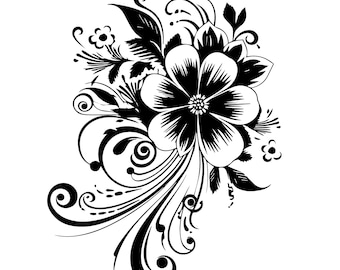 Whimsical Flowers and Spirals | SVG/PNG/EPS Files | Instant Digital Download | Perfect for Crafts, Artistic Projects, and Decor