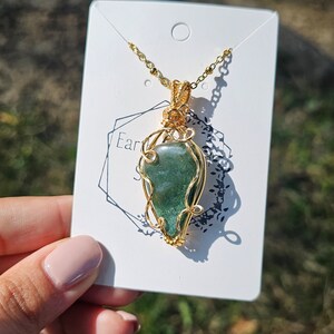 Gold Moss Agate Vine Pendant
