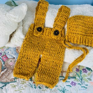 Infant Pants with Suspenders and matching Pixie Bonnet