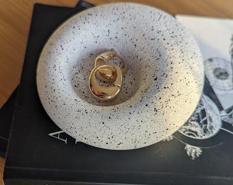 Pebble Tealight Holder Stone Bowl, Jewelry Dish, Handmade Jesmonite Speckled