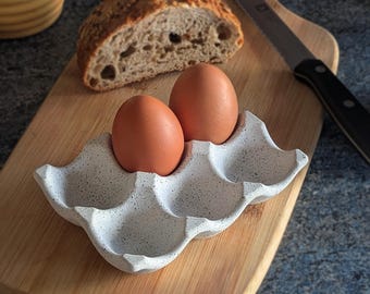 Speckled Jesmonite Egg Holder: Minimalist Farmhouse Kitchen Decor