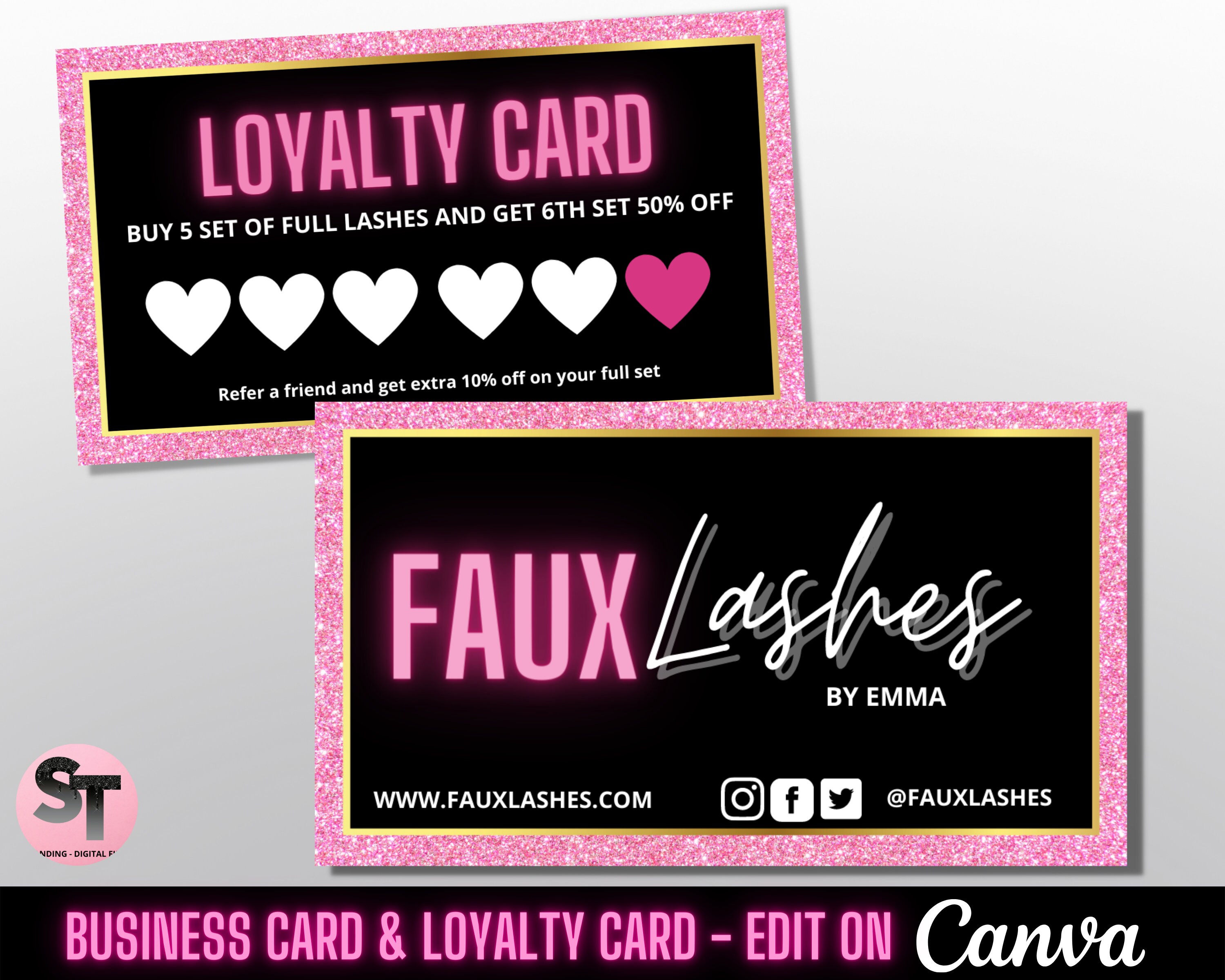 DIY Loyalty Card Editable, Printable Loyalty Card Template, Beauty