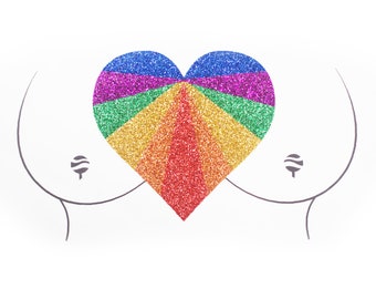 True Colors - Glitter Rainbow Body Heart Sticker