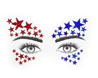 Grand Old Flag - Red And Blue Star Face Jewels by PastiePop