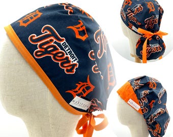 Handmade Scrub Caps made with Detroit Tigers Licensed Fabric