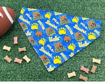 Handmade Dog Collar Bandana made with UCLA License Fabric