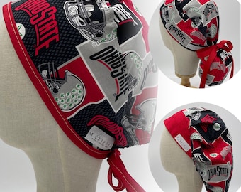 Handmade Scrub Caps made with Ohio State University Licensed Fabric