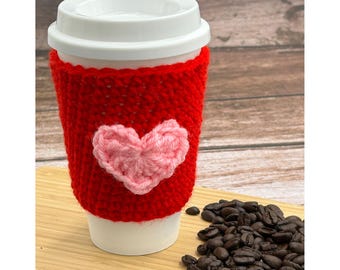 Crocheted Coffee Cozy: Valentine's Day Solids