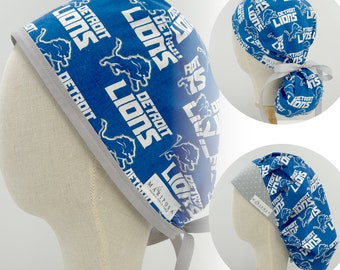 Handgefertigte Scrub Caps aus Detroit Lions Lizenz Stoff