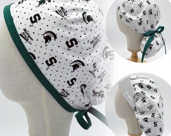 Handmade Scrub Caps made with Michigan State University Licensed Fabric