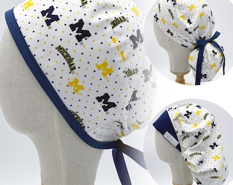 Handmade Scrub Caps made with Michigan Licensed Fabric