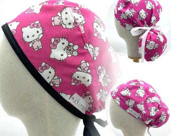 Handmade Scrub Caps made with Hello Kitty Licensed Fabric