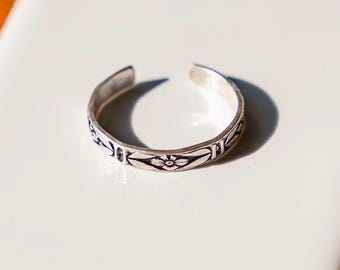 Bague d'orteil florale en argent sterling