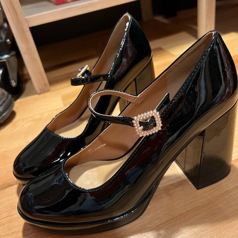 Elegant Black Patent Leather Mary Jane Heels - Etsy