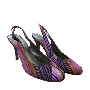 Y2K Multicolor Slingback Heels Womens 9 - Retro Early 2000s Girly Colorful